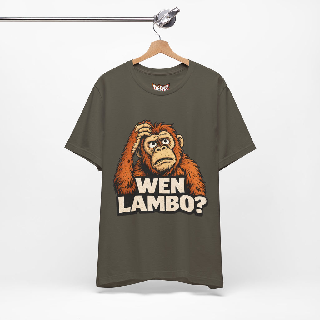 Ape meme crypto t-shirt referencing WEN LAMBO culture