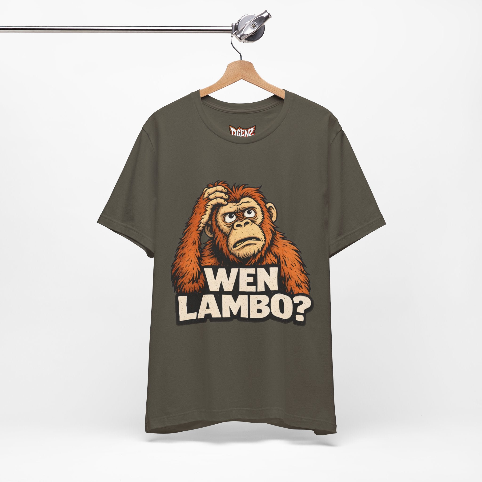 Ape meme crypto t-shirt referencing WEN LAMBO culture