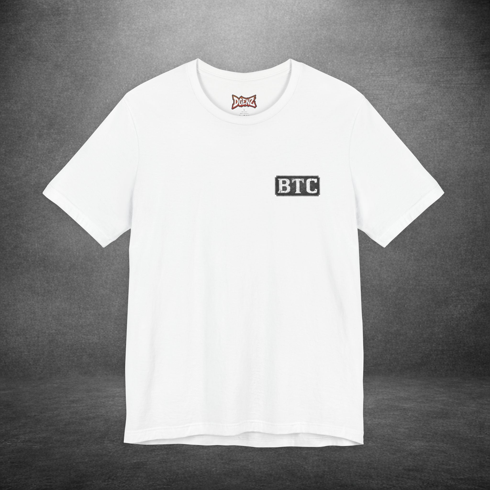 White Bitcoin t-shirt with btc chest logo