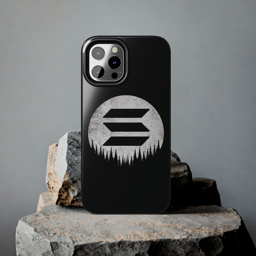 Solana To The Moon Phone Case | Minimalist SOL Crypto iPhone Case | Black Shockproof Case for iPhone & Samsung