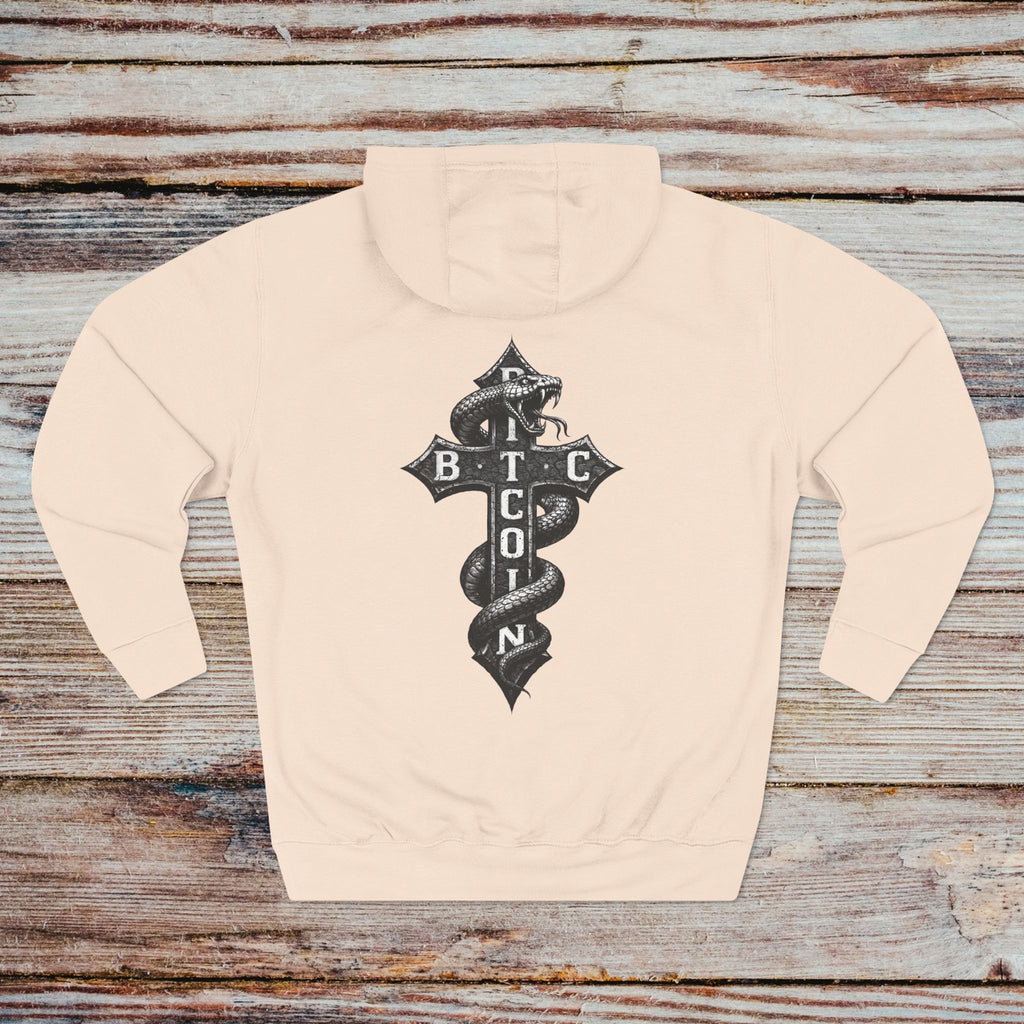 Pale Pink Bitcoin Serpent hoodie back detailed serpent design