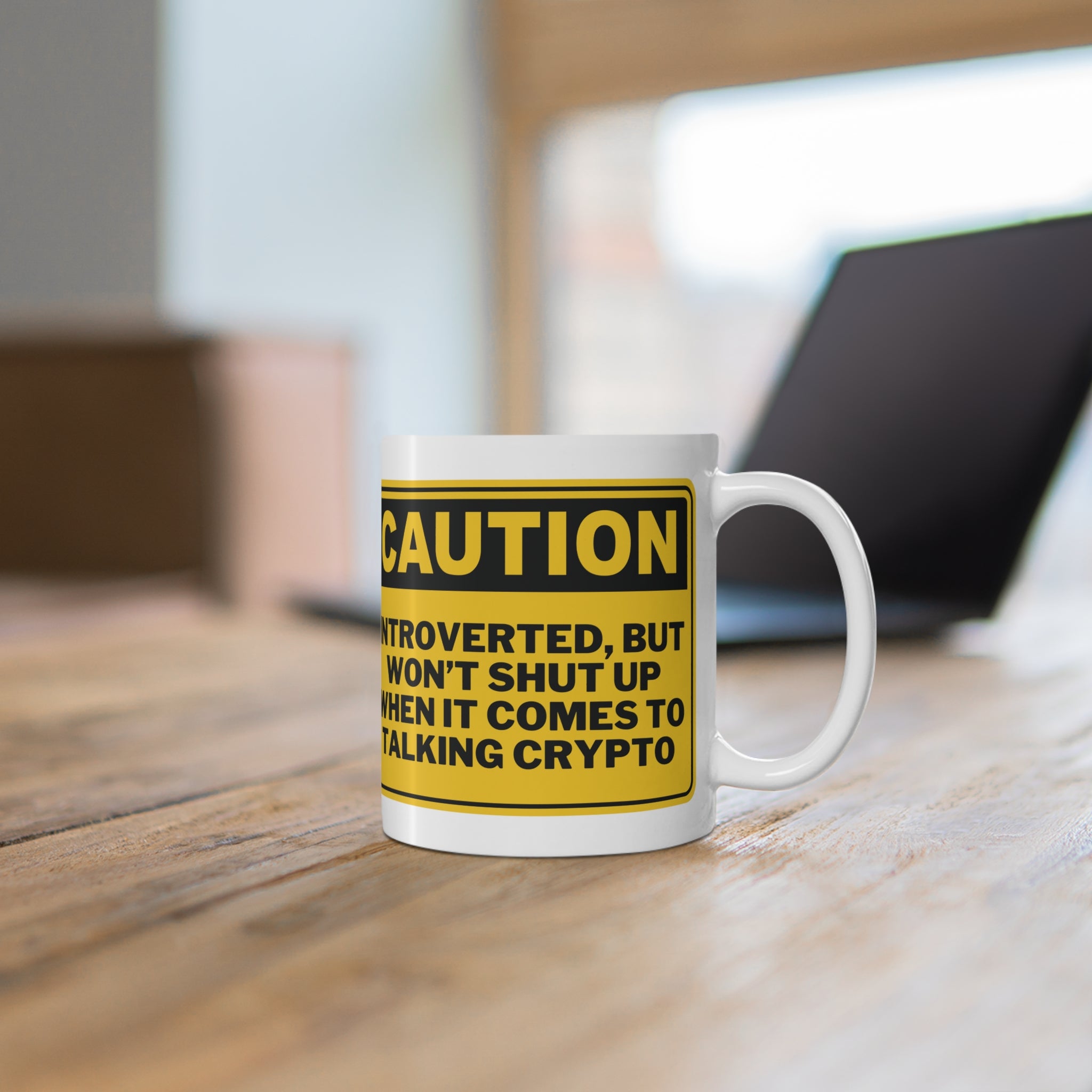 Caution Introverted Crypto Mug Design