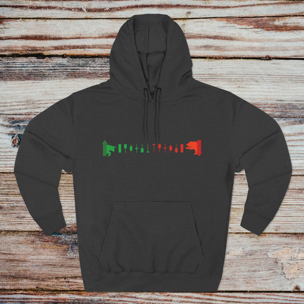 Bulls vs Bears hoodie in charcoal heather – front view