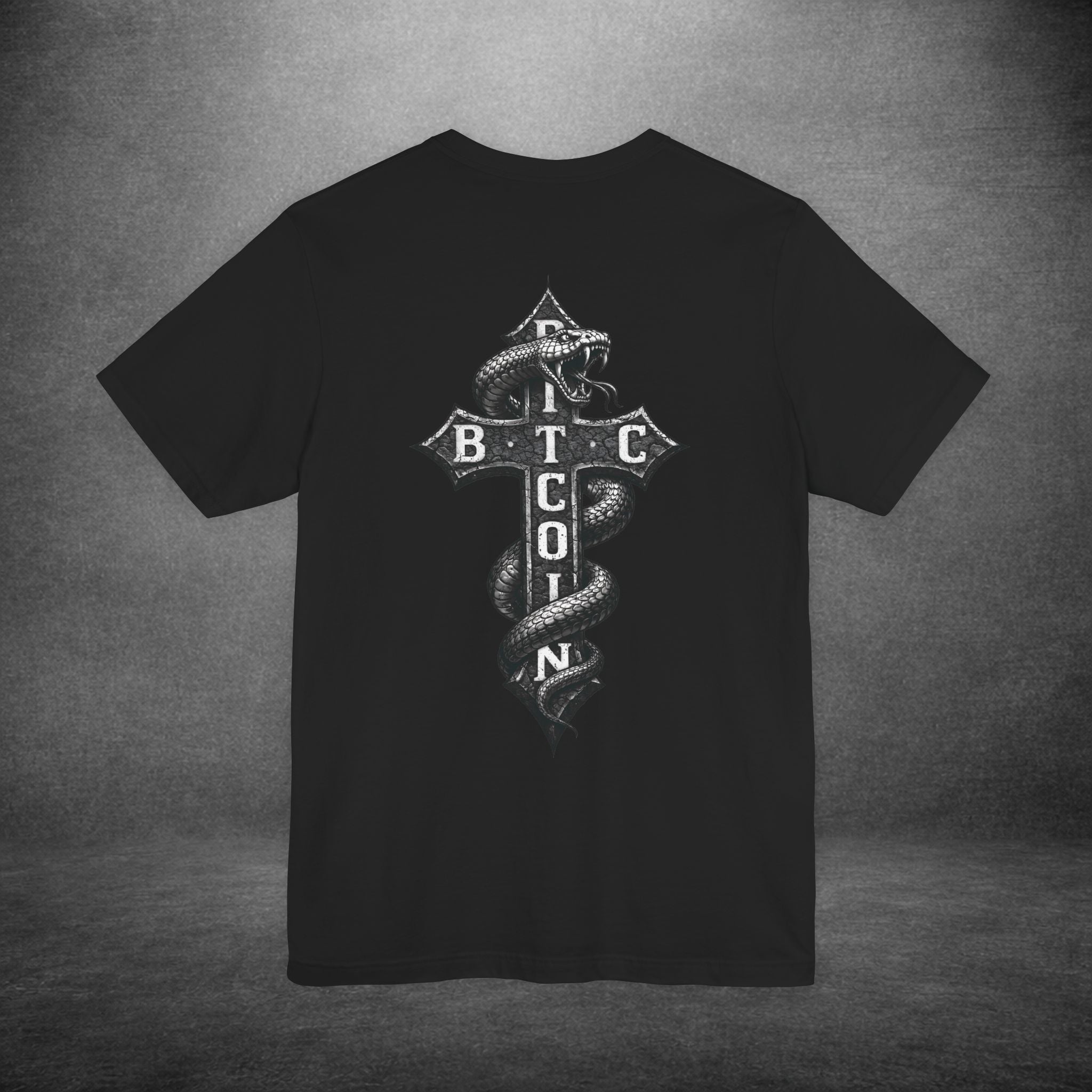 Symbolic Bitcoin cross shirt for traders and long-term holders