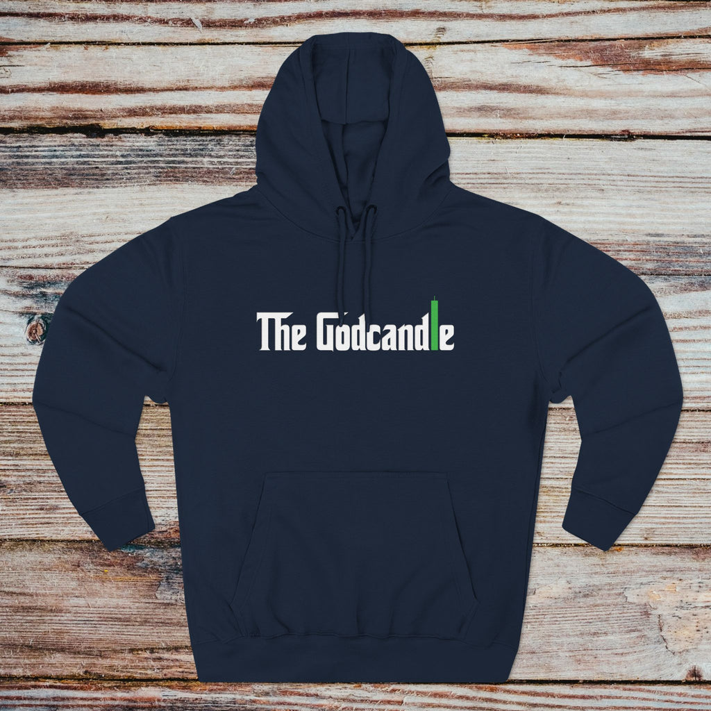 Navy Godcandle hoodie front view crypto streetwear