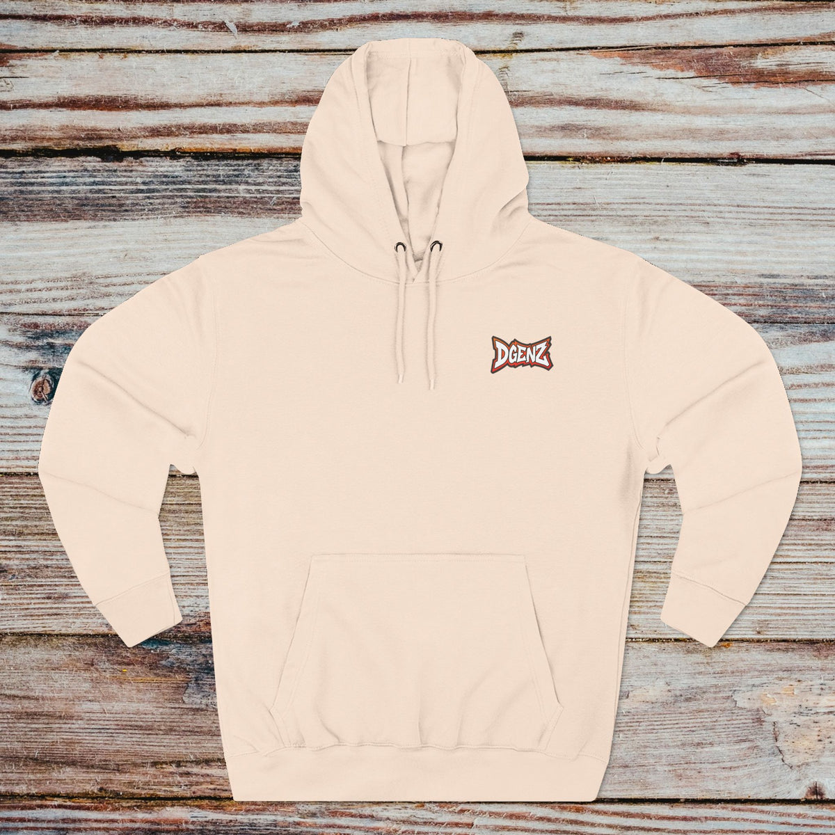 Pale Pink DGENZ Pumpkin Horror NFT Hoodie front with chest logo