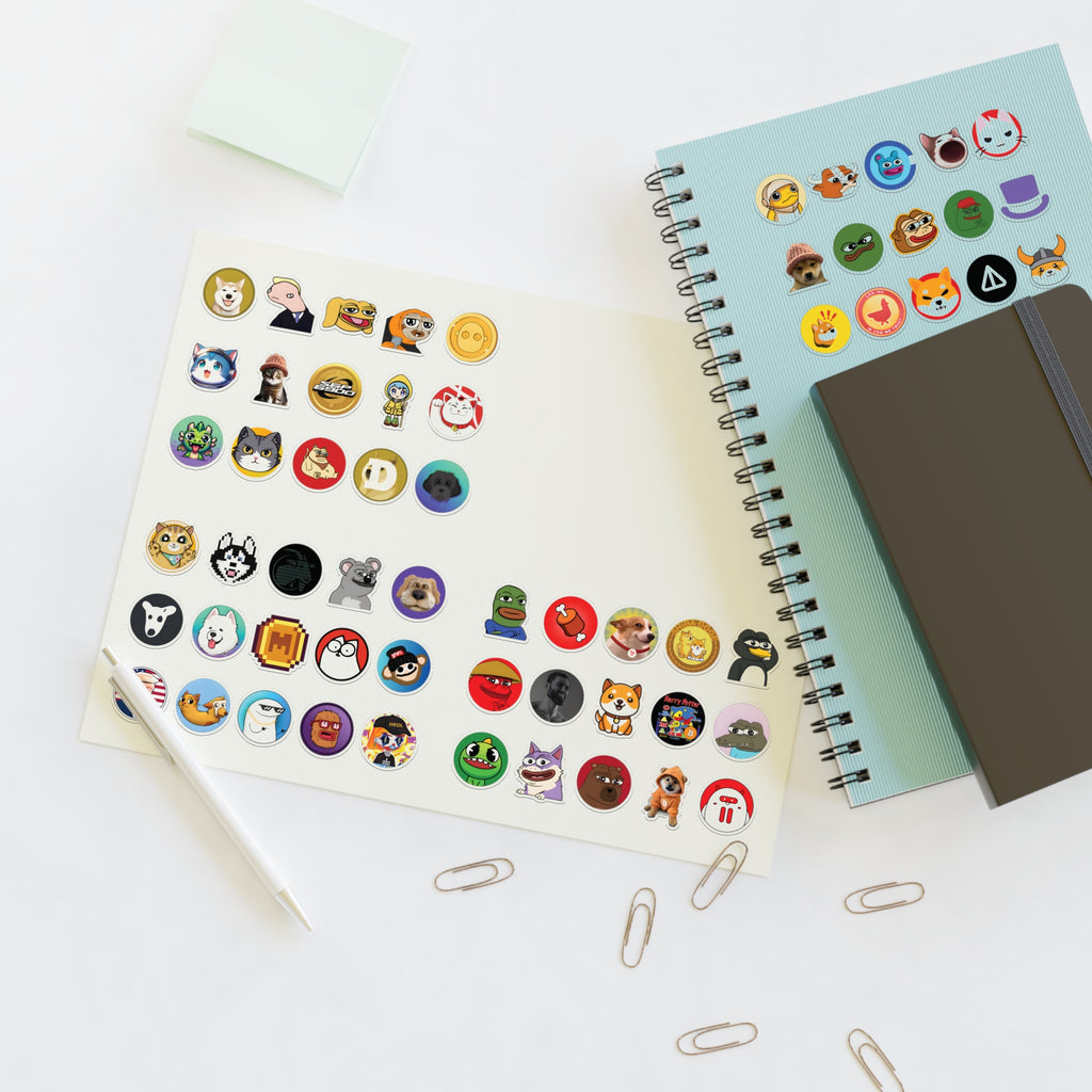 crypto meme vinyl stickers mockup
