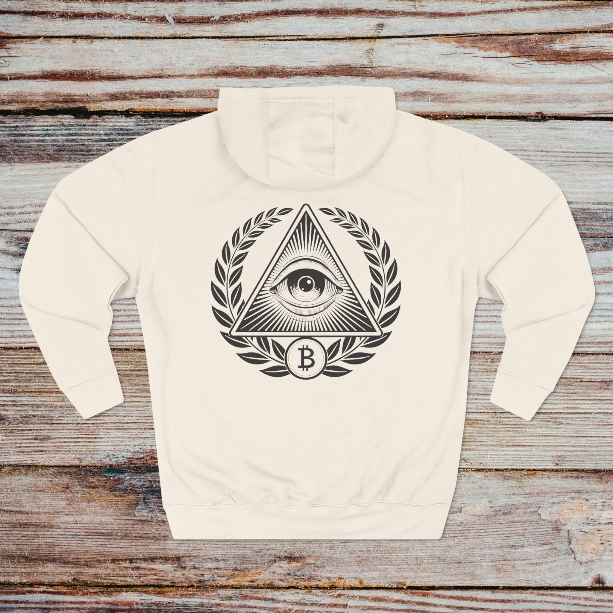 In Bitcoin We Trust hoodie in sandshell – back view