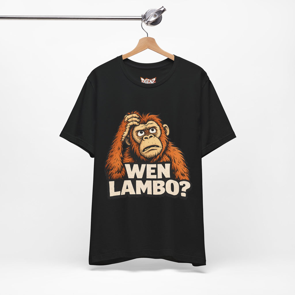 Black WEN LAMBO ape t-shirt with bold meme design
