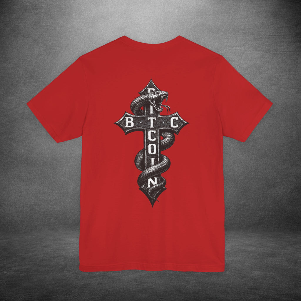 Red bitcoin & snake graphic tee design