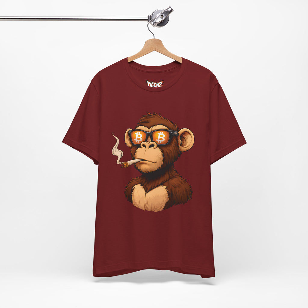 Unisex Bitcoin crypto t-shirt with ape character artwork