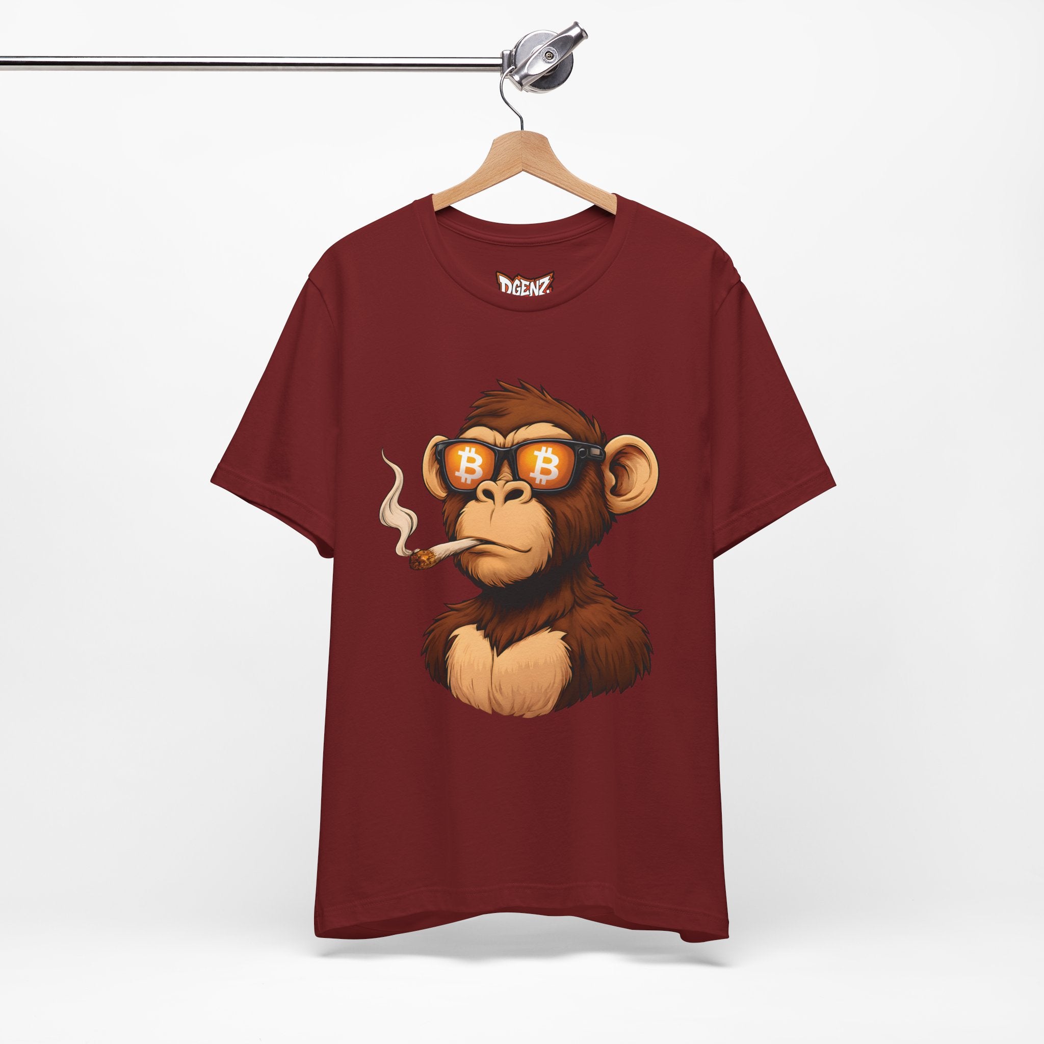 Unisex Bitcoin crypto t-shirt with ape character artwork
