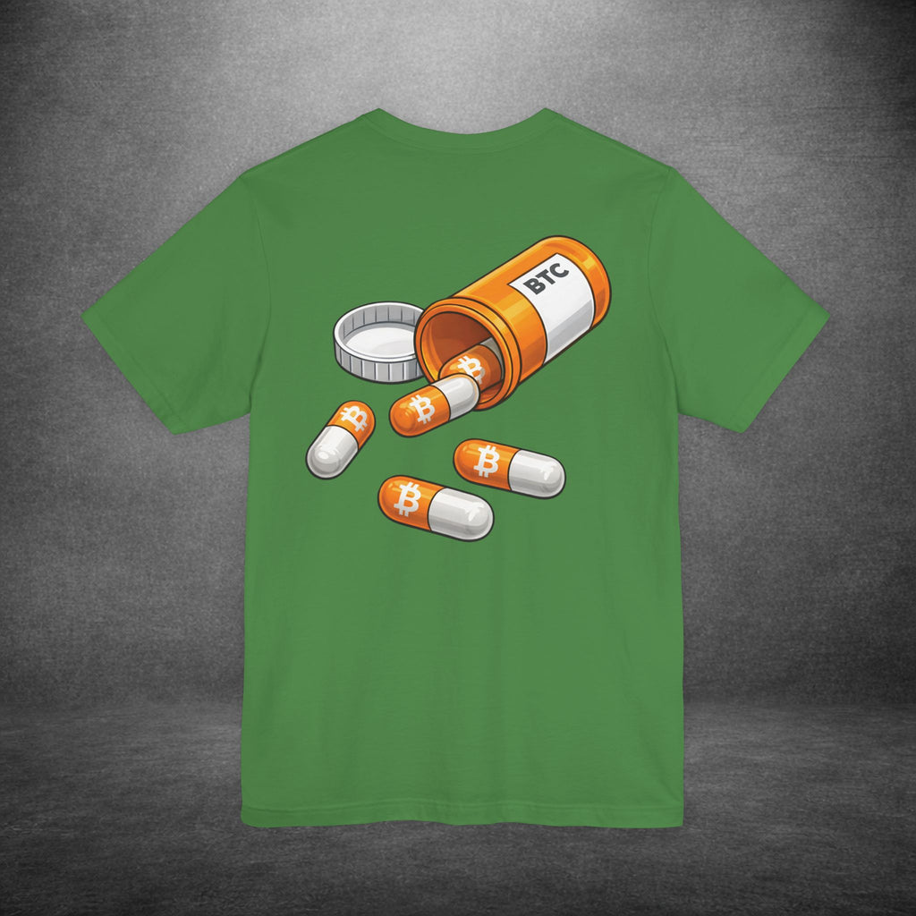 Modern crypto streetwear tee with orange pill artwork