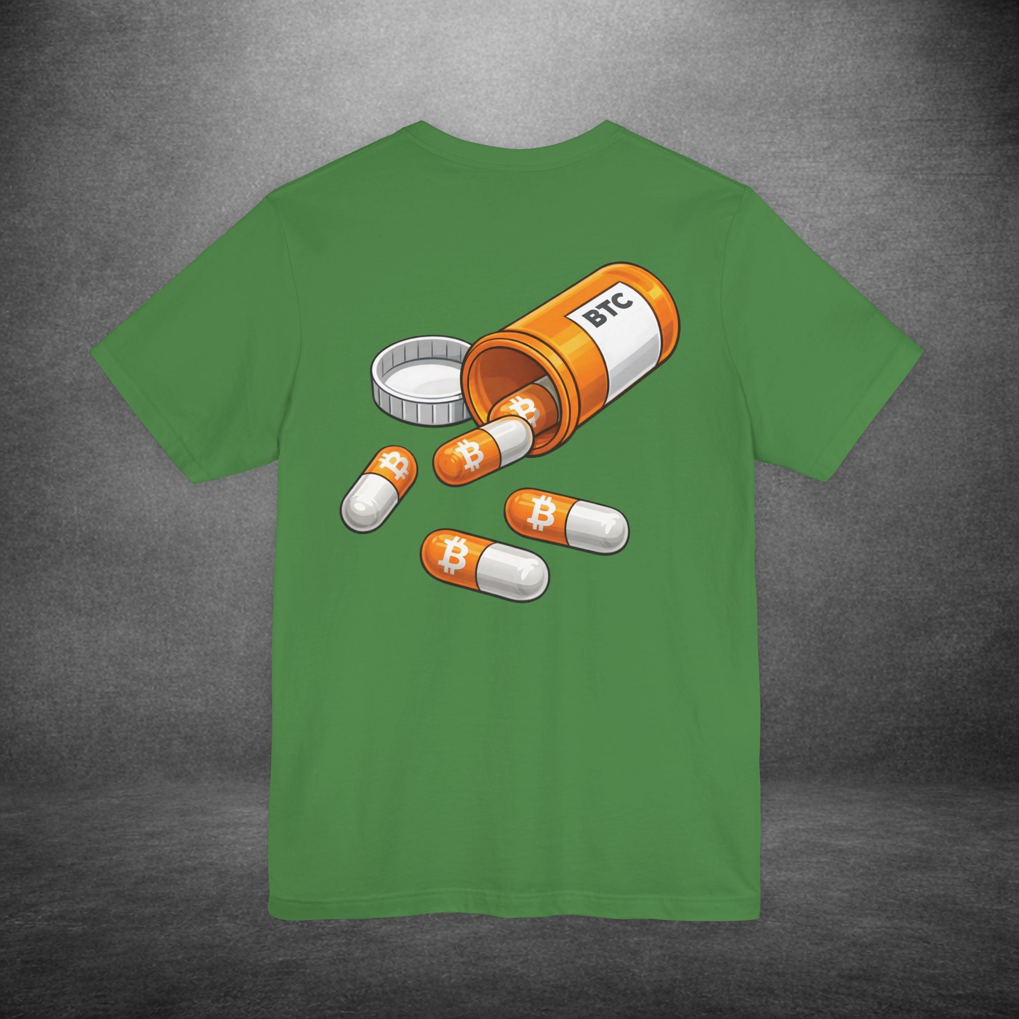 Modern crypto streetwear tee with orange pill artwork