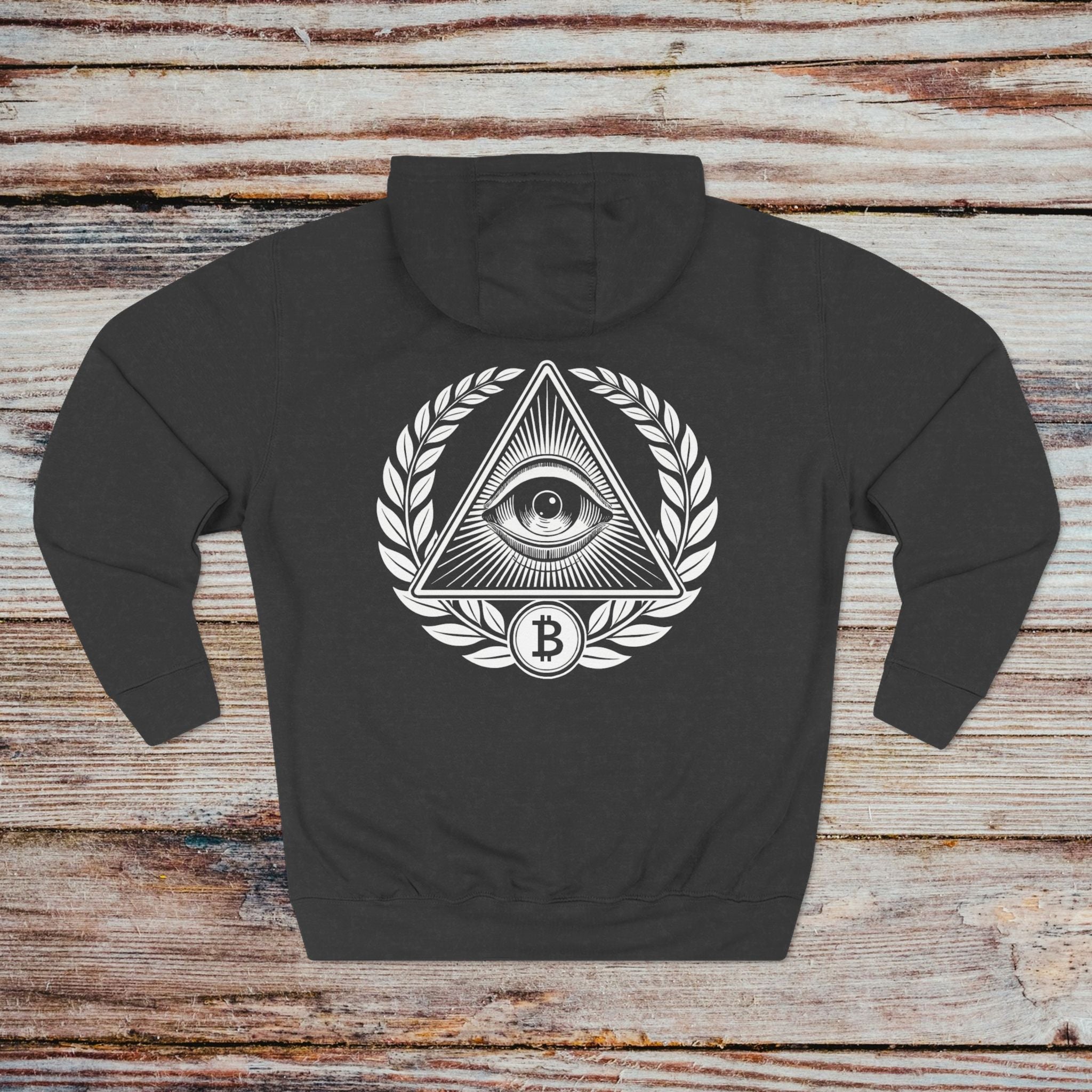 In Bitcoin We Trust hoodie in charcoal heather – back view