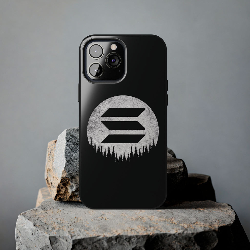 Solana To The Moon Phone Case | Minimalist SOL Crypto iPhone Case | Black Shockproof Case for iPhone & Samsung