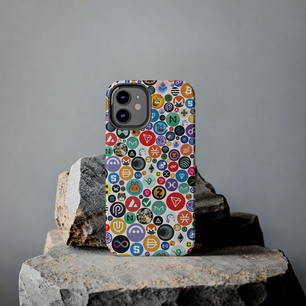 Crypto Coin Phone Case | Bitcoin, Ethereum & Altcoin Collage | Tough Shockproof Case for iPhone & Samsung