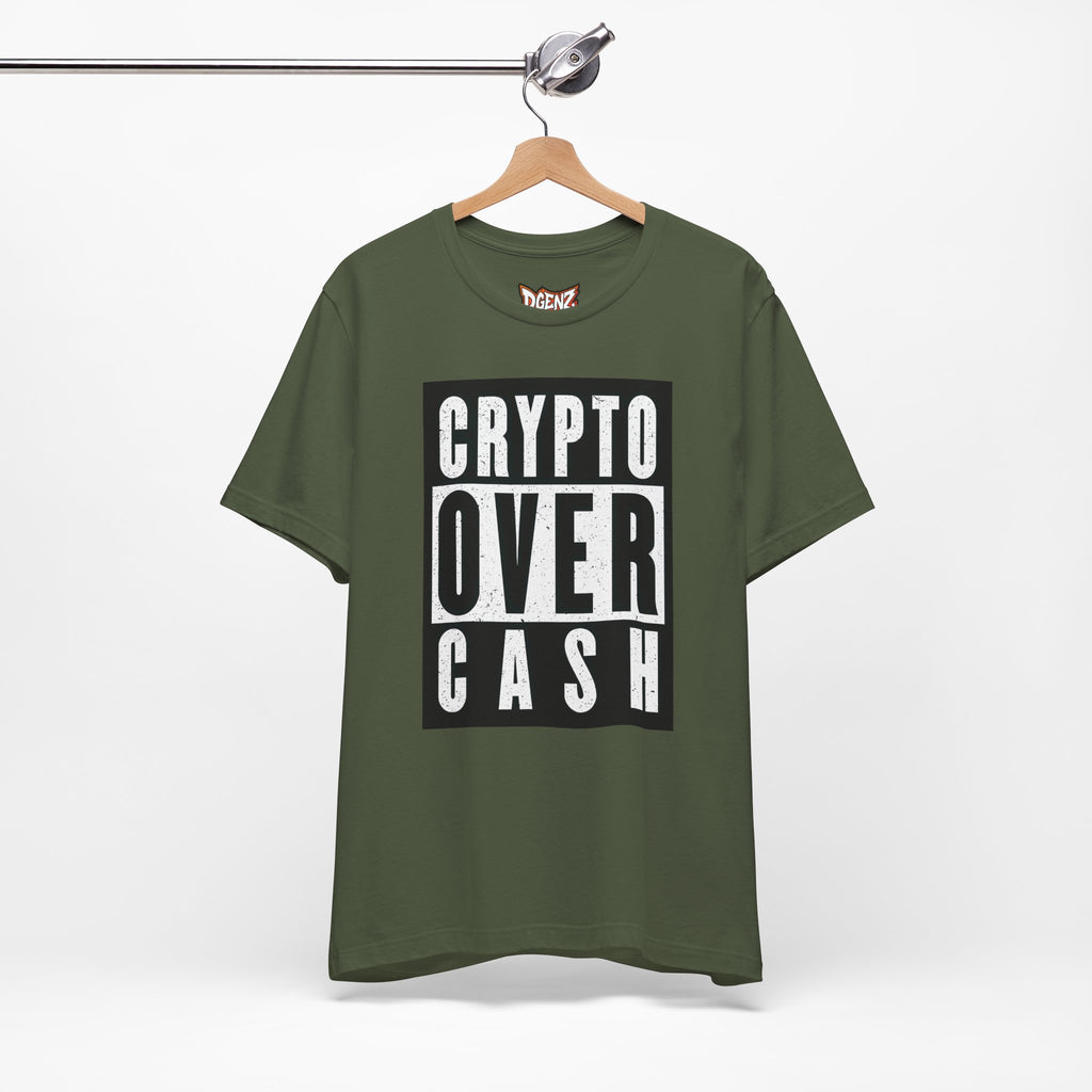 Crypto over cash t-shirt mockup