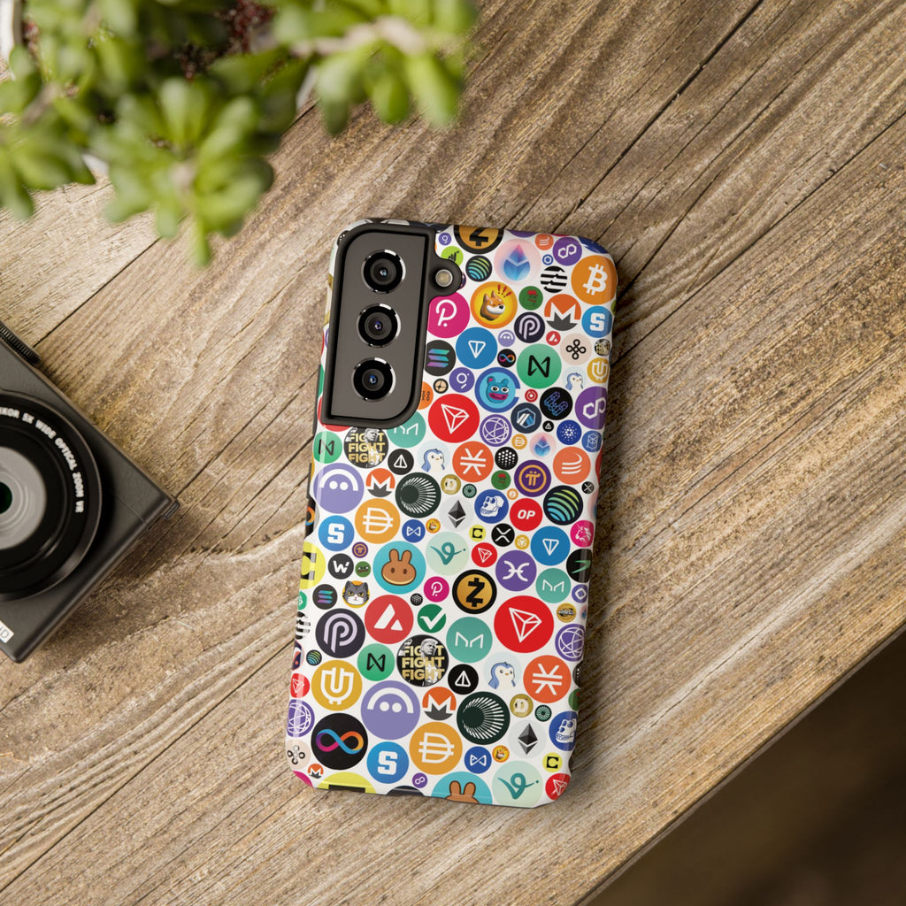 Crypto Coin Phone Case | Bitcoin, Ethereum & Altcoin Collage | Tough Shockproof Case for iPhone & Samsung