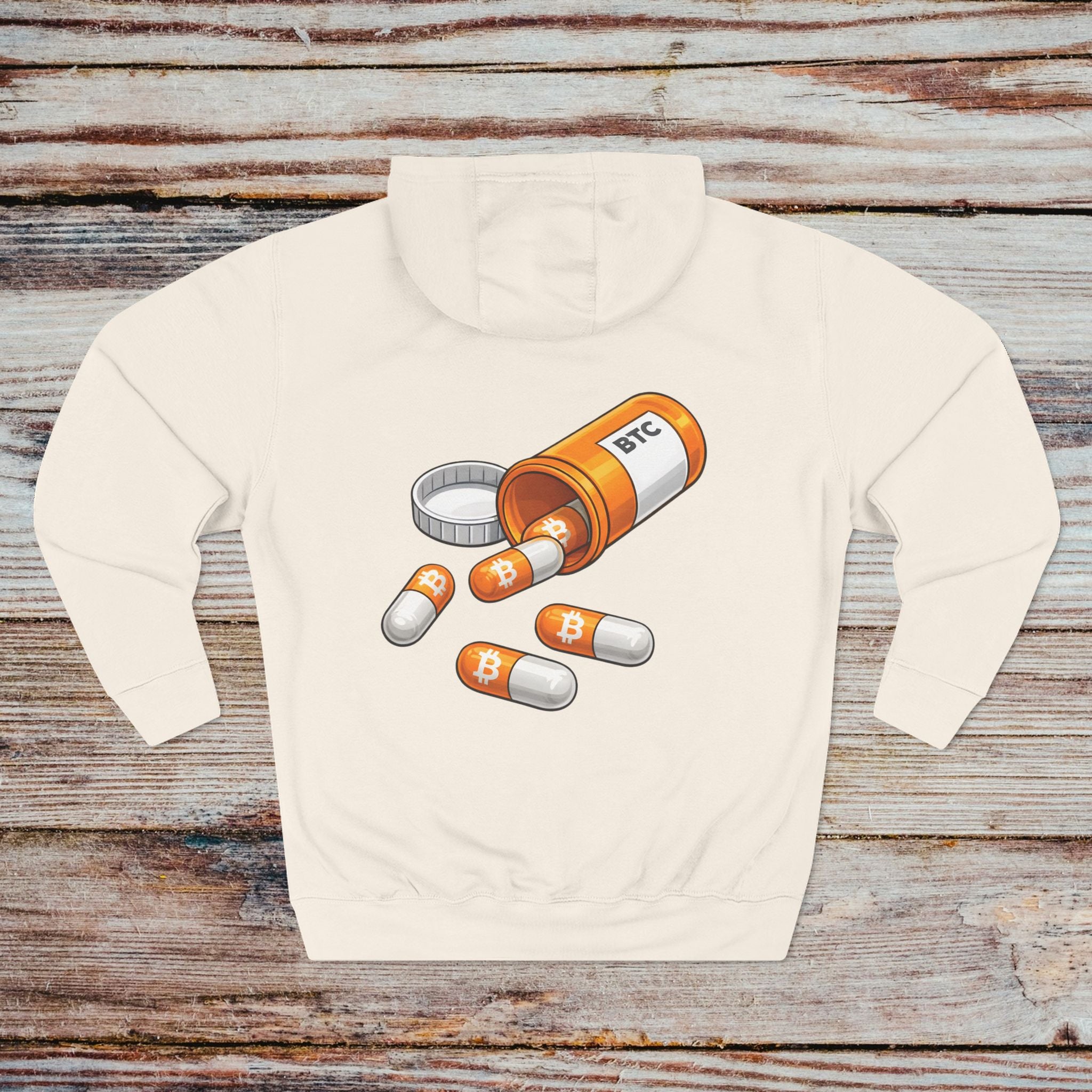 Sandshell Take the Orange Pill hoodie back orange pill graphic