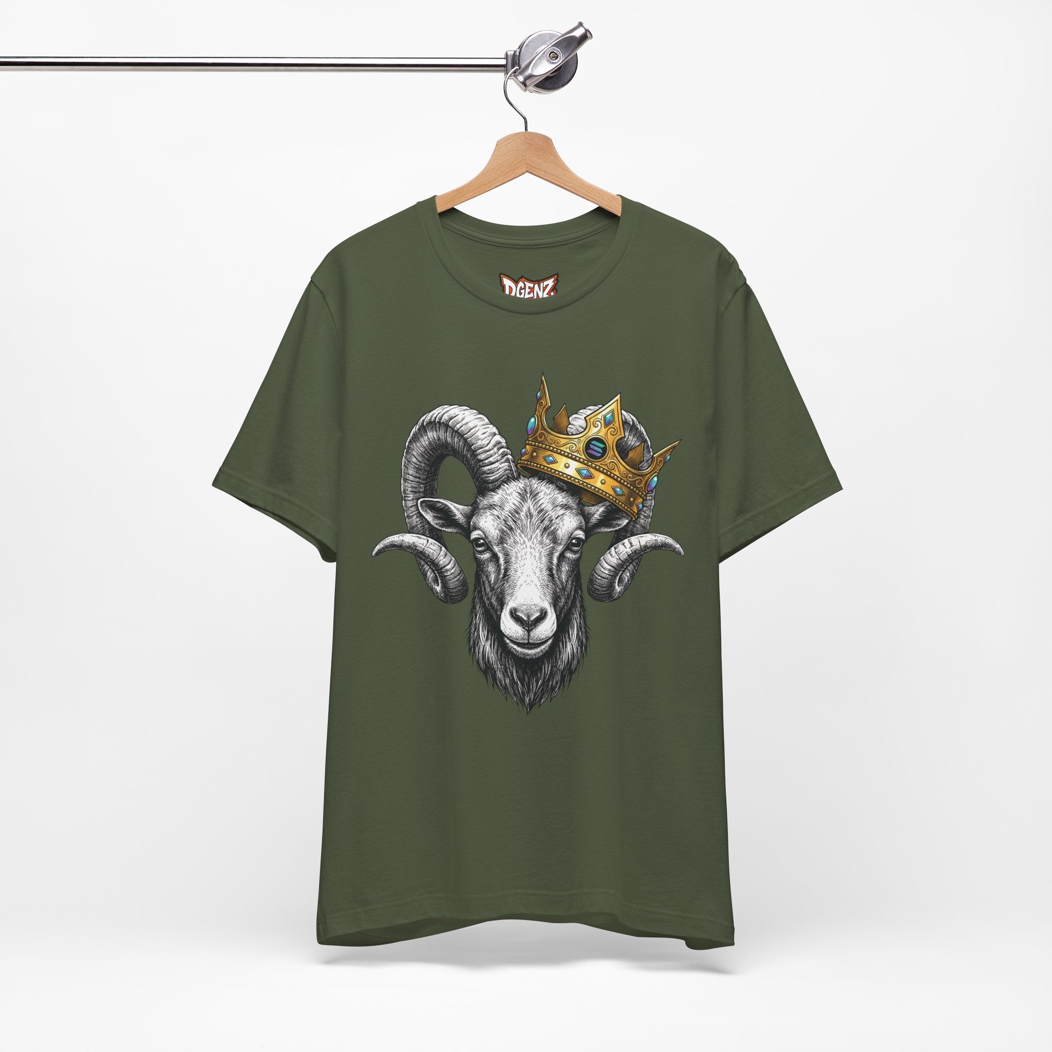 Crypto streetwear t-shirt inspired by Solana with GOAT symbolism